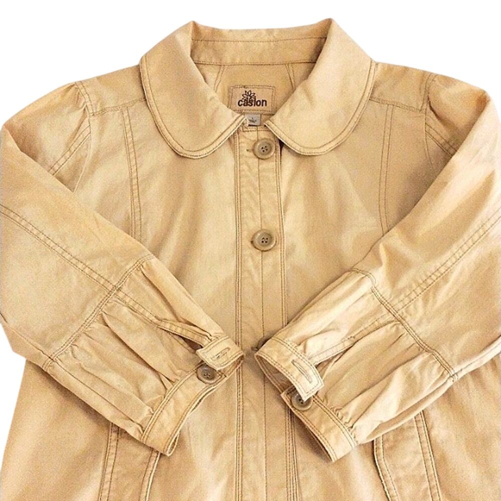 Caslon Nordstroms Spring Jacket Jrs. Sz Large BEIGE 3/4 Puff Sleeves Lightweight